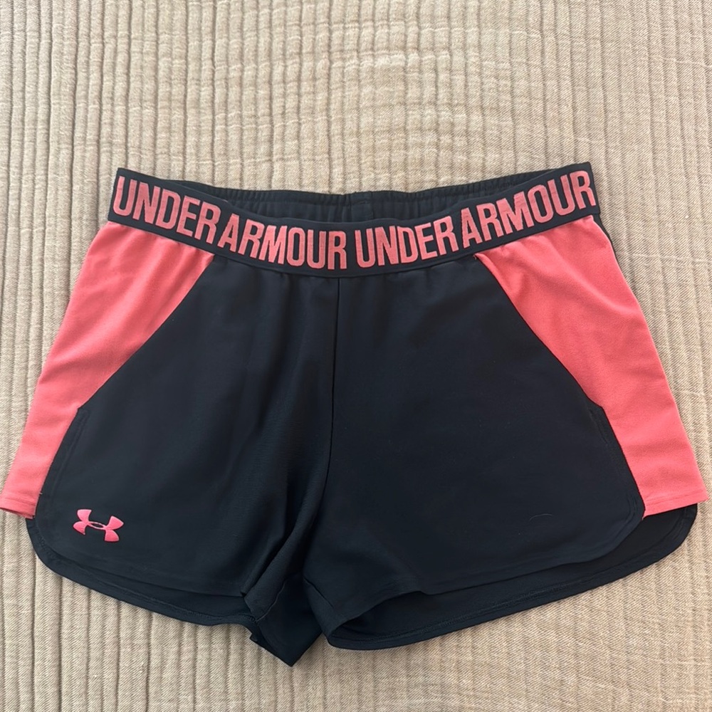 Under Armour Women's Black and Pink Shorts
